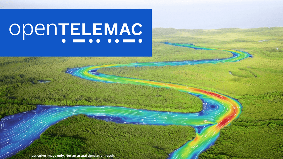 An AI-generated illustration showing a large river with an heatmap.