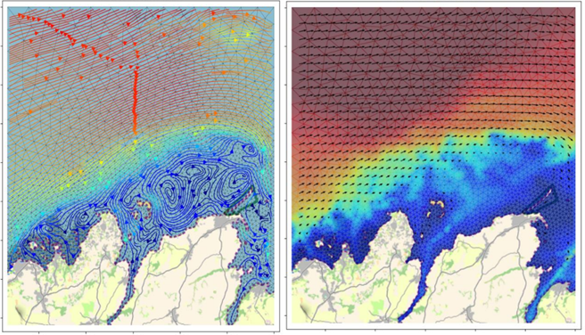A sort of heatmap of the ocean near the coasts.