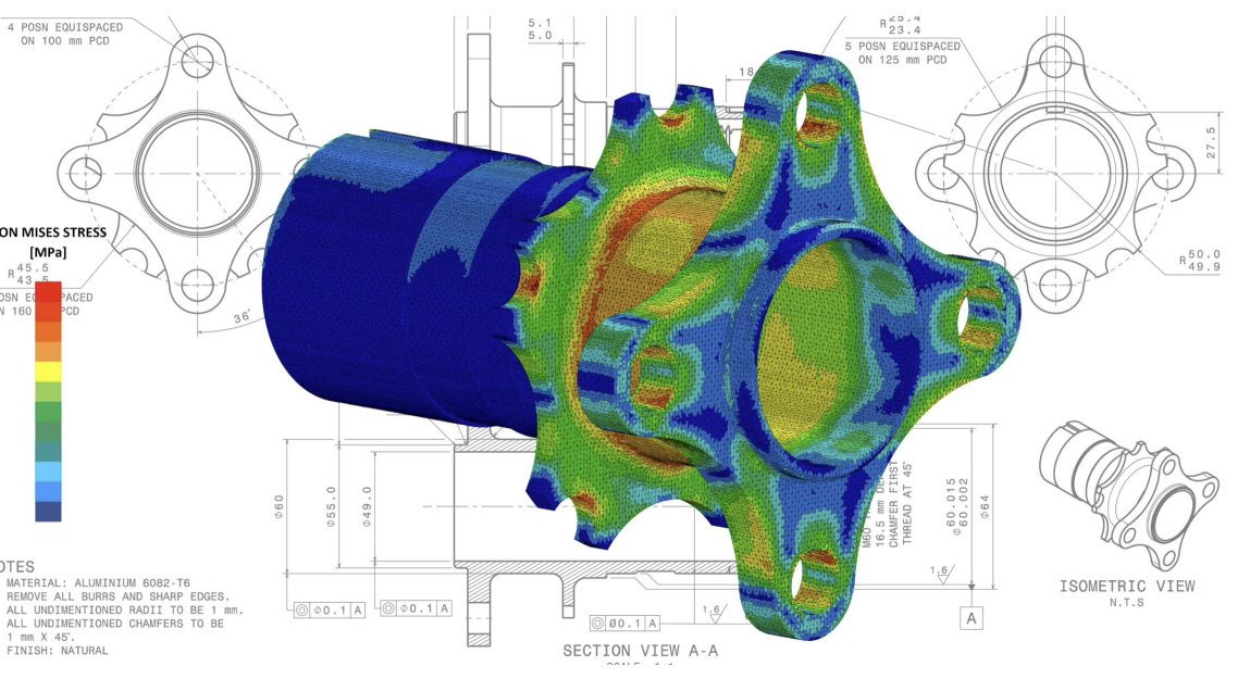 A 3D model of a mechanical part.